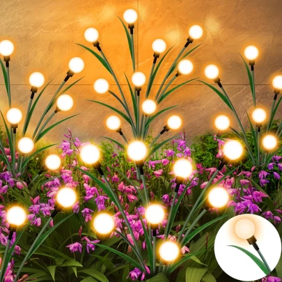 1/2 chiếc đèn đom đóm năng lượng mặt trời, đèn sân vườn năng lượng mặt trời 6/8/12 LED - 2 chế độ chiếu sáng, thích hợp cho sân hiên, sân vườn, cắm trại, trang trí Giáng sinh.