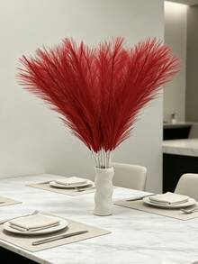 10 piezas/20 piezas Plástico Rattan artificial, Decoración bohemia Rattan, Relleno de jarrón para el hogar moderno Plantas artificiales, Decoración de boda, Decoración de jardín, Decoración de primavera, Decoración de habitación - Rojo - Ver 5