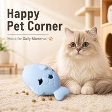 Light Blue Fish Shaped Silicone Pet Treat Dispenser Toy, Interactive Slow Feeder Leakage Food Toy For Cats & Small Dogs, Bite-Resistant Chew Toy For Teeth Cleaning, IQ Training & Boredom Relief,  Durable Pet Enrichment Toy For Indoor Pets - p - 查看 6