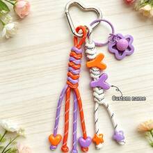 1pc Tassel Heart Bell Custom Bag Charm, Handmade Braided Rope Letter Bead Bag Pendant/Keychain/Phone Charm, Bow, Heart Keychain Christmas Gift. - Woven Ornaments - View 14
