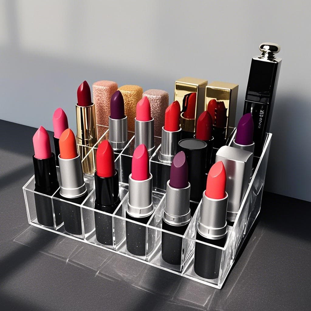 24/36 Slots Transparent Acrylic Lipstick Storage Box, Desktop Lipstick Display Rack, Bathroom Vanity Makeup Organizer Box, Compatible With Lipstick/Lip Gloss/Makeup Samples,Back To School,Bedroom Room Decor,Back To School - View 1