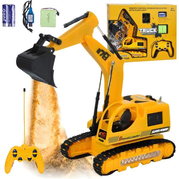 Atacarejo Kids Escavadeira Controle Remoto Luz Brinquedo Menino Criança
