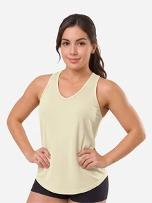 Women's Dry Racerback Tank Top, Plain, Fitness, Walking And Gym - Nude - View 1