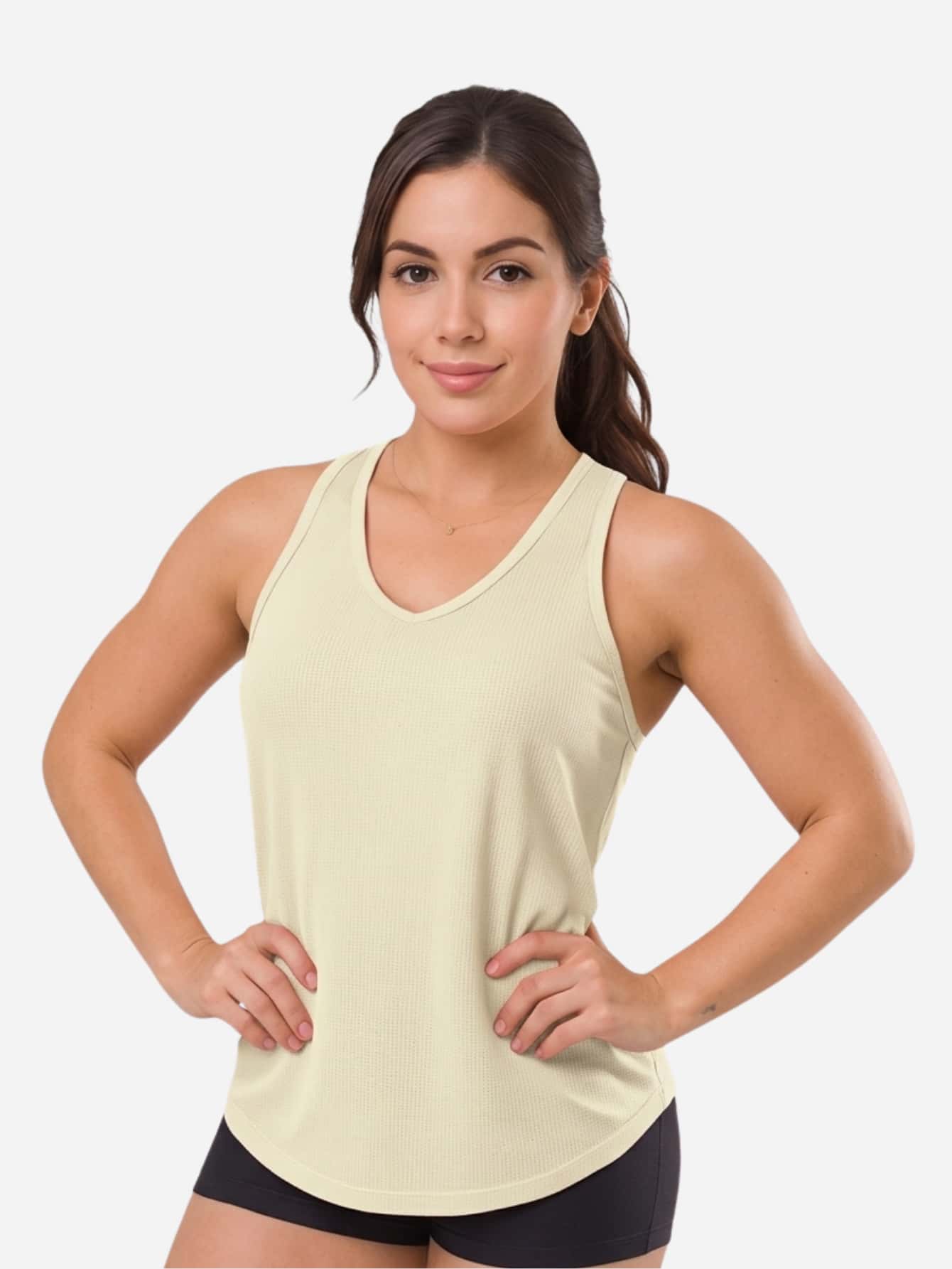 Women's Dry Racerback Tank Top, Plain, Fitness, Walking And Gym - Nude - View 1
