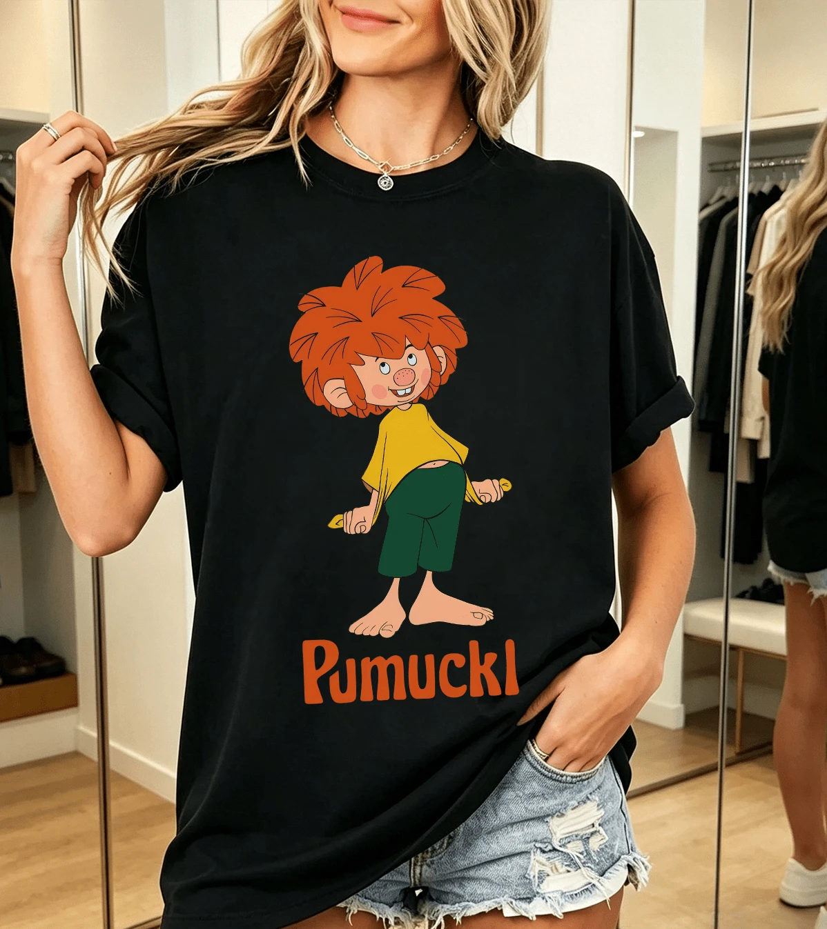 P-Pumuckl 100% Cotton T-Shirt For Fans - Black - View 1
