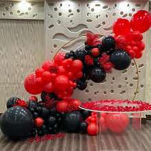 45pcs 10-Inch Red And Black Latex Balloons, Suitable For Birthday, Graduation, Playing Card Party Decoration - Mixed Set - View 5