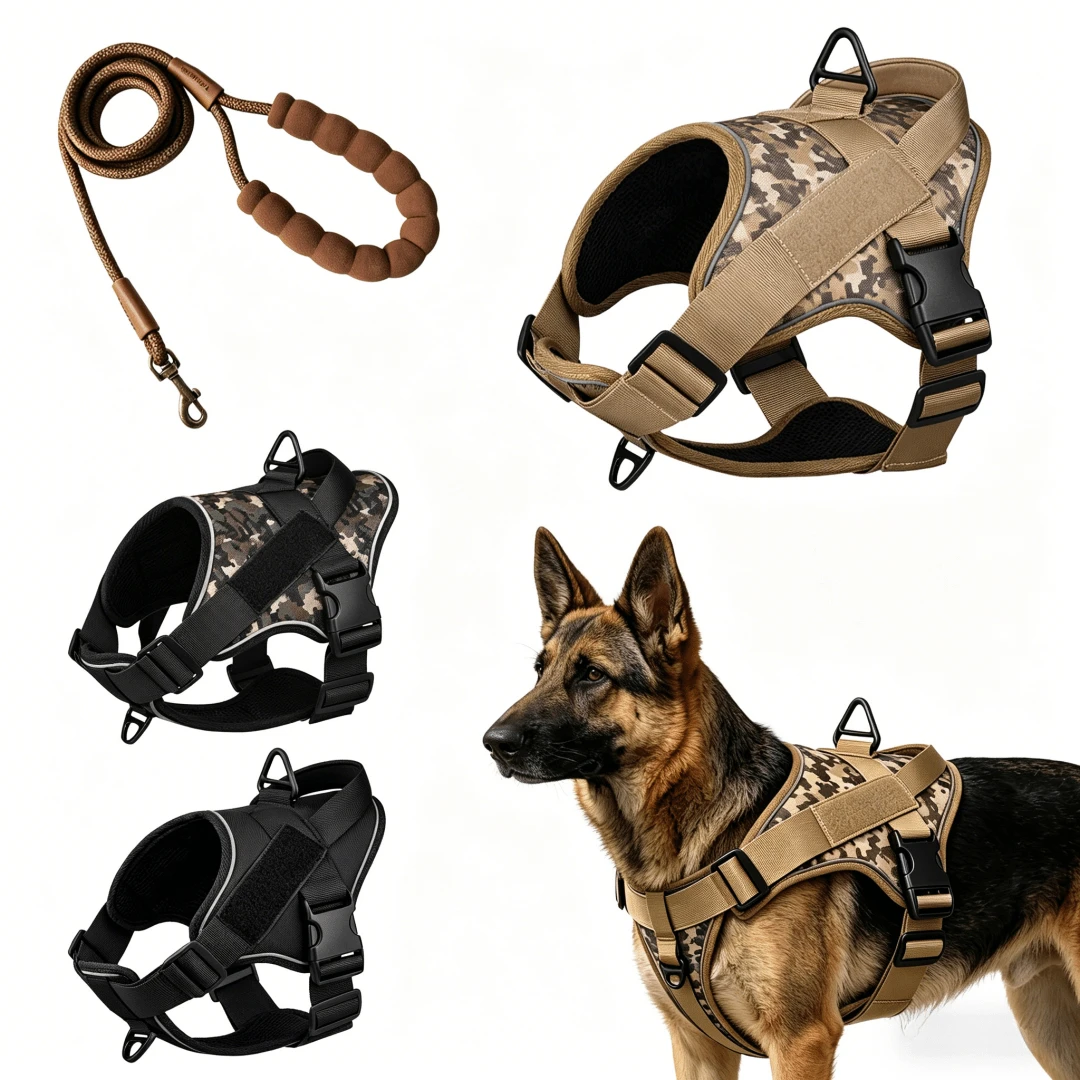 Anti-Pull Anti-Escape Vest Dog Leash Set For Medium And Large Dogs | Made Of Durable Oxford Fabric, Breathable Mesh Padding, Adjustable For 5-60kg Outdoor Walking Training Hiking - Black - View 1