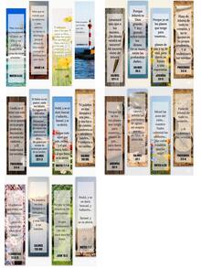 20 piezas Marcapáginas de versículos de la Biblia en español, de 2 pulgadas x 8 pulgadas, marcapáginas de papel inspiracionales cristianos, adecuados para el estudio bíblico, regalos cristianos y herramientas de aprendizaje religioso, pegatinas, suministros para scrapbooking - 20 hojas/juego - Ver 8