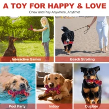 Indestructible Dog Toys For Aggressive Chewers: 3-Pack Bacon Flavored Hard Nylon Dog Chew Toys For Medium & Large Dogs(25-90lbs), Tough Super Chewer Dog Bones Toys To Keep Them Busy, Brown - 3塊紅牛肉 - 查看 7