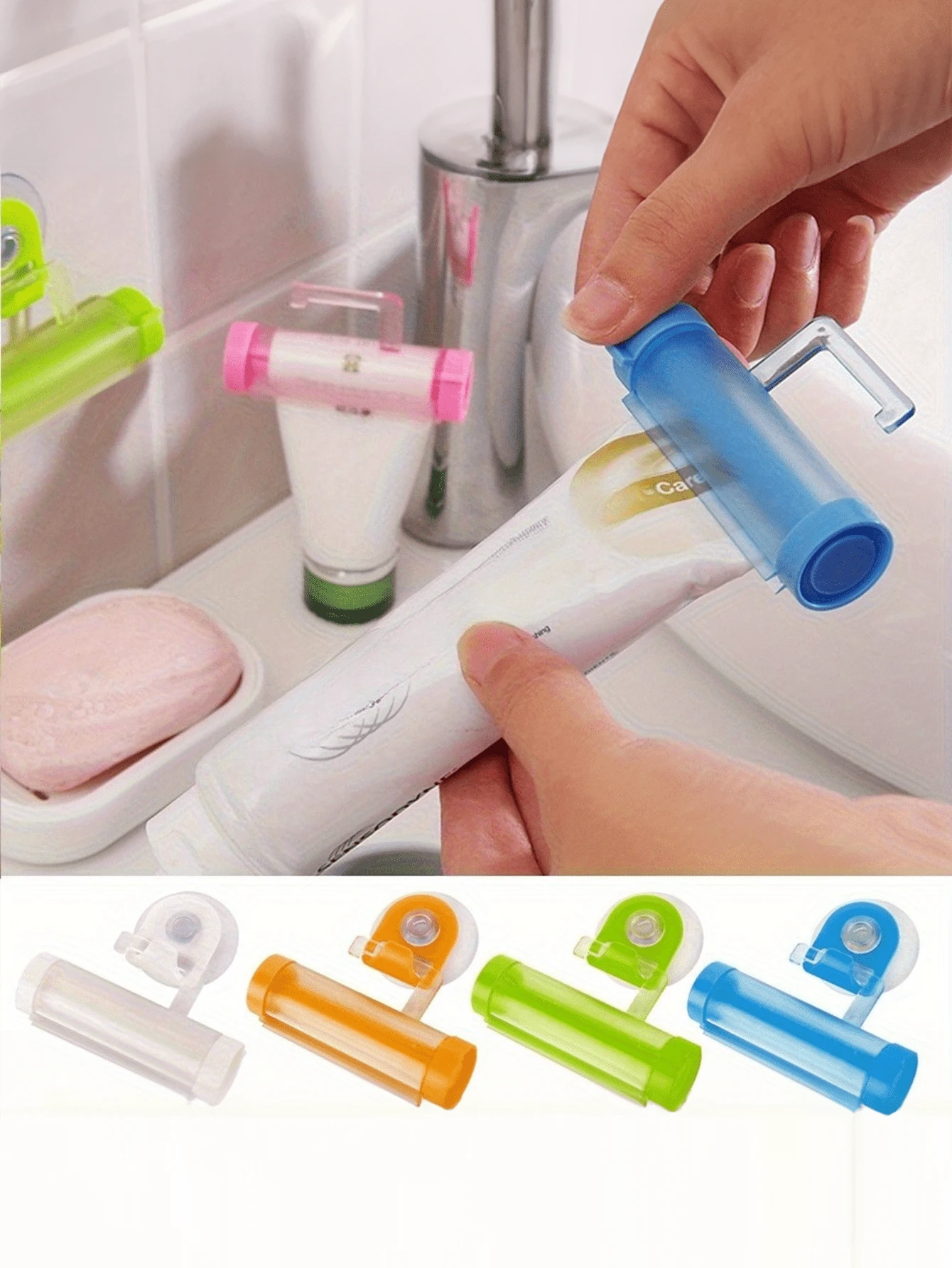 Manual Plastic Toothpaste Squeezer, Vertical Bathroom Dispenser, Easy-To-Use Plastic Roller Squeezer Suitable For Toothpaste, Face Wash, Hand Cream, No Power Needed, Home Bathroom Decor - Multiple Styles - View 1