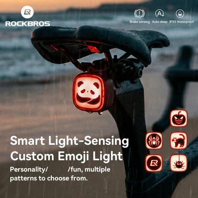 ROCKBROS 1pc Smart Light-Sensing Customized Bicycle Tail Light