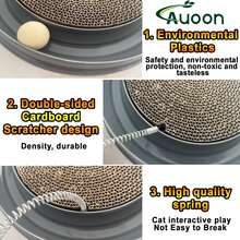 Juego de 3 en 1 para gatos con tablero rascador, bola interactiva y juguetes de ratón de peluche. Dispositivo de entretenimiento autónomo para gatos, hecho de papel corrugado resistente. - Ver 2