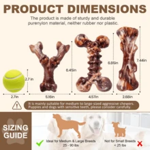 Indestructible Dog Toys For Aggressive Chewers: 3-Pack Bacon Flavored Hard Nylon Dog Chew Toys For Medium & Large Dogs(25-90lbs), Tough Super Chewer Dog Bones Toys To Keep Them Busy, Brown - 6片裝棕色培根 - 查看 3
