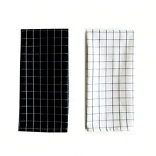 2条黑白棉质洗碗布，吸水性强，多用途厨房/茶巾 - 40*60cm - 查看 15