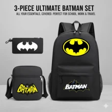 Warner Bros 3pcs WB Backpack Set, Casual Backpack, Fashion Student Backpack With Printed Pattern, Large Capacity Outdoor Backpack, Cute Cartoon Backpack, Suitable For Back To School, Halloween, Christmas Gifts - Multicolor - View 2