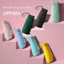 Ô dù gấp mini 6 nan - Nhỏ gọn, nhẹ và có tay cầm và khung chắc chắn, ô che nắng và che mưa dùng được cho cả nam và nữ, ô dù nhỏ gọn dạng thẻ, ô dù hình viên nang. - Nhiều màu - Xem 9