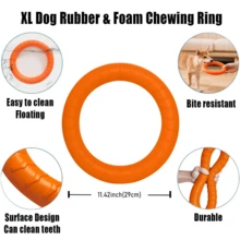 XL Large Indestructible Dog Toys, Dog Chew Toys For Aggressive Chewers,Flying Discs For Medium/Large Breeds. Floating Dog Ring Toys For Throwing, Catching, Grabbing. (12 Inch) - 中/大號橙色 - 查看 2