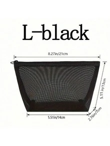 Bộ 1/2/3 túi đựng mỹ phẩm lưới nylon màu đen tối giản, dung tích lớn, túi đựng mỹ phẩm du lịch trong suốt có khóa kéo, quà tặng. - màu đen - Xem 11