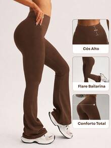Flannel-Lined, Thermal, Anti-Cold Flared Ballerina Pants With Spandex Lining By WOLFOX. - 鏽棕色 - 查看 4
