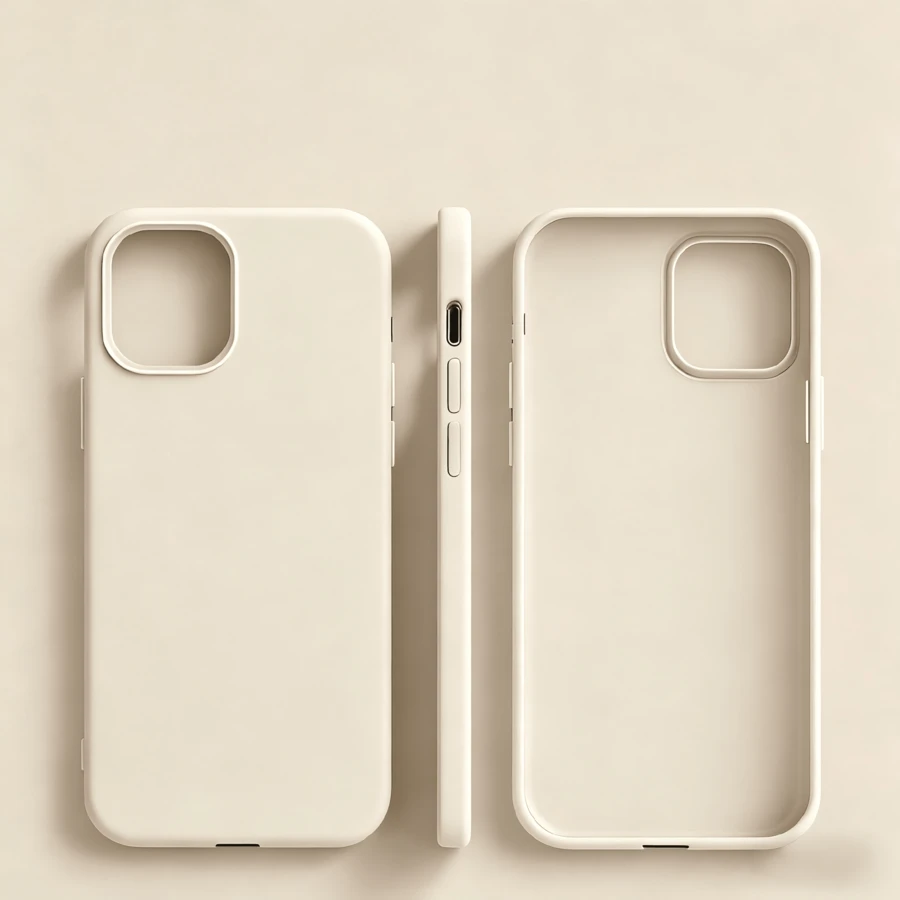 Solid Color Silicone TPU Pure Rice Color TPU Liquid Silicone Phone Case Anti-Yellowing Soft Protection Compatible With IPhone Spring - Beige - View 1