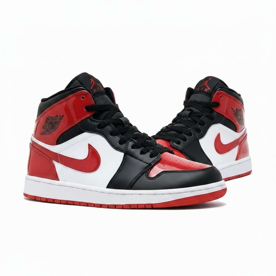 Nike Air Jordan Retro 1 Mid SE Black White Red Casual Shoes Men's HV4091-006 | Comfortable - 黑紅色 - 查看 1
