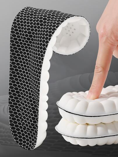 1 Pair High Elastic Latex Insoles, New Grid Structure For Rapid Moisture Absorption And Keeping Feet Dry, Shock Absorption, Arch Support, Breathable Shoe Insoles