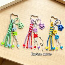 1pc Tassel Heart Bell Custom Bag Charm, Handmade Braided Rope Letter Bead Bag Pendant/Keychain/Phone Charm, Bow, Heart Keychain Christmas Gift. - Woven Ornaments - View 5