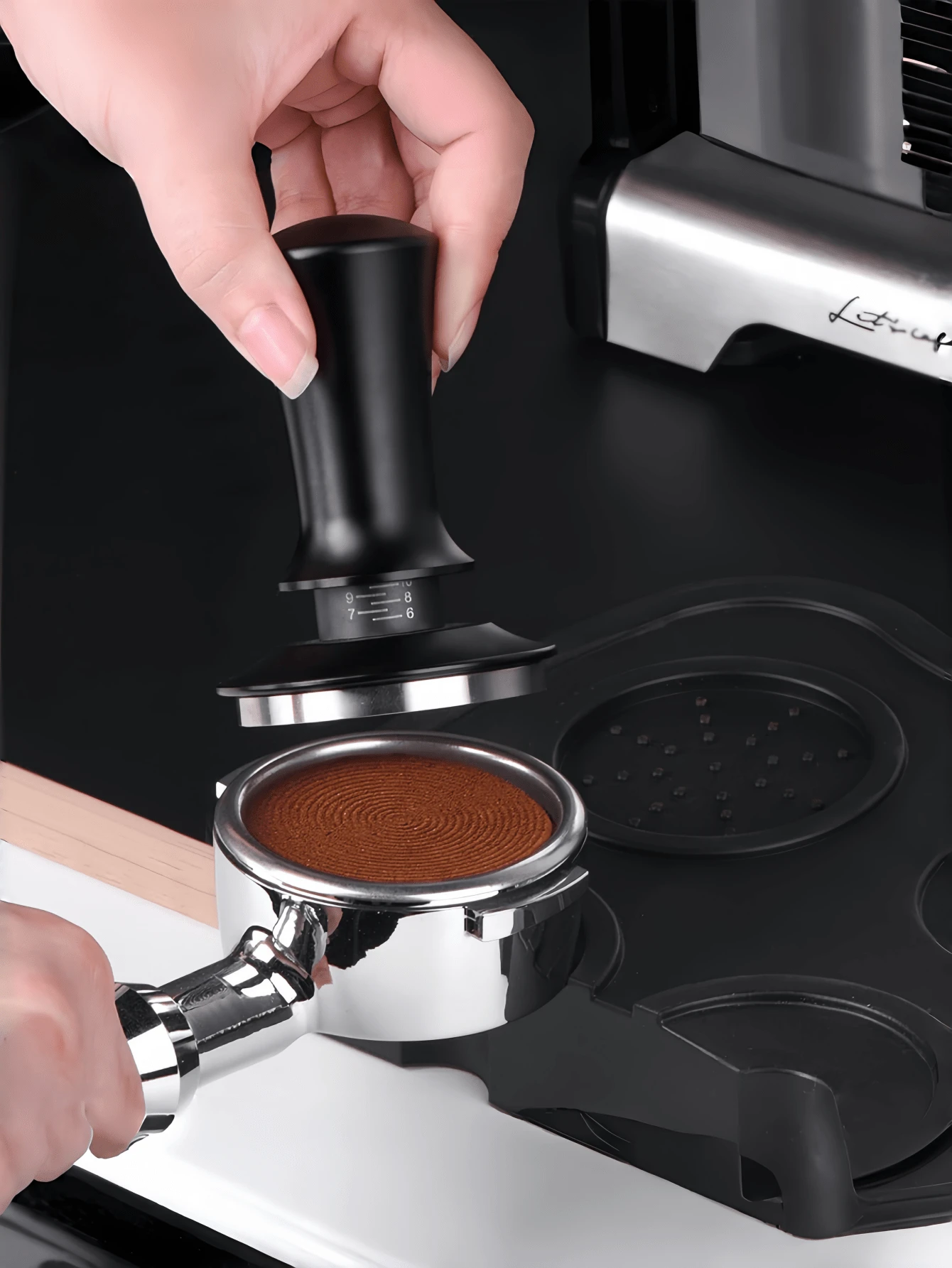 51mm/53mm/58mm Coffee Tamper, Professional Barista Coffee Tamping Tool. Features Include Calibrated Spring, Stainless Steel Design, Adjustable Depth Coffee Distributor, And Self-Leveling Coffee Distributor. - Multicolor - View 1
