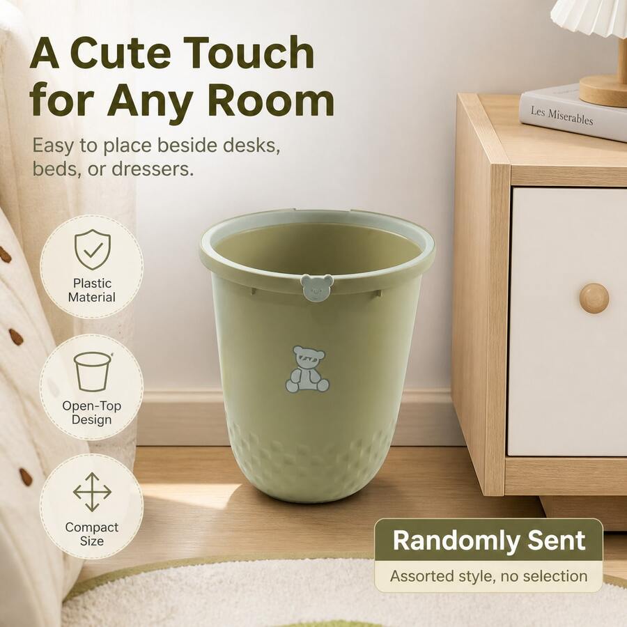 Modern Minimalist Style Trash Cans Collection, Matte Finish/Bamboo & Wood Elements, One-Touch Lid, Multi-Function Indoor Sorting Storage Bins, Suitable For Home & Office - Multicolor B - View 1