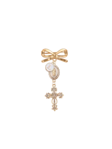 Catholic Cross Brooch, Virgin Mary Amulet, Italian Horn Accessory, Customizable Letter A-Z Cross Bow Brooch, Suitable For Daily Wear And Religious Occasions, Expresses Faith And Adds Fashionable Flair To Outfits, Perfect For Christians, Religious Enthusiasts, Fashion Seekers, Ideal For Church Services, Daily Accessories, Gifts, Holiday Gifts - Multicolor - View 15