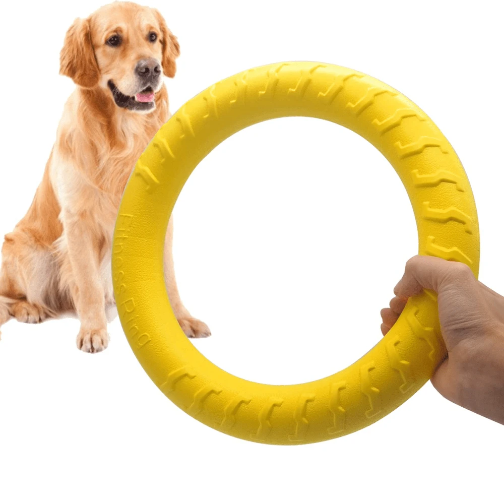 XL Large Indestructible Dog Toys, Dog Chew Toys For Aggressive Chewers,Flying Discs For Medium/Large Breeds. Floating Dog Ring Toys For Throwing, Catching, Grabbing. (12 Inch) - XL 大號 黃色 - 查看 1
