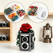Set de Micro Bloques de Construcción Retro Floral Mini Cámara - Juguete de Modelo de Ensamblaje de Cámara Mini & Floral DIY, Decoración de Escritorio de Arte Creativo, Bloques de Construcción para Alivio del Estrés, Kit de Micro Bloques de Construcción, Regalo Ideal para Cumpleaños, Día de San Valentín y Festividades - Multicolor - View 17