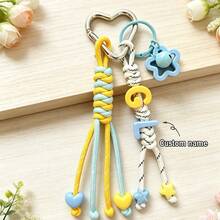1pc Tassel Heart Bell Custom Bag Charm, Handmade Braided Rope Letter Bead Bag Pendant/Keychain/Phone Charm, Bow, Heart Keychain Christmas Gift. - Woven Ornaments - View 33