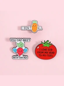1/3 piezas Broche de metal de aleación de zinc con esmalte, estilo de dibujos animados, con patrones de tomate, zanahoria y rábano, pasador de solapa con diseño de plantas y verduras, accesorio divertido para mochila y ropa - Multicolor - Ver 4