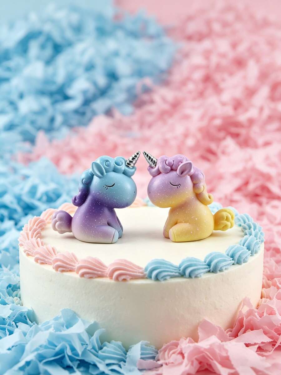 2/1 Gender Reveal Cake Topper - Realistic Mini Decorations | Suitable For Home Decor, Office Desk, Car Interior, Baby Shower, Gender Reveal Party, Cake Decorations And Birthday Celebrations, Party Decorations