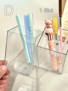 1/2/5件組 3格透明壓克力筆筒收納套裝，桌面文具收納盒，化妝品收納，極簡多功能桌面收納盒，整理用品，學校用品，學生用品，適合學生與教師，學習用品，畢業季，開學季 - 多款式 - 查看 5