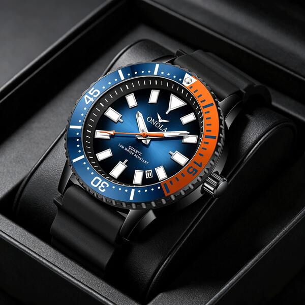 ONOLA 2026 New Quartz Watch 30m Waterproof Luminous Calendar Silicone Strap Sports Gift