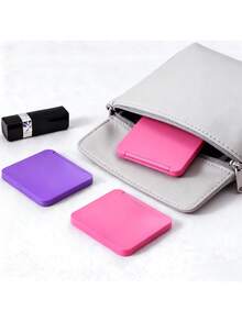 5pcs Portable Folding Makeup Mirror Set, 2.95 X 2.36in Double-Sided Compact Pocket Mirrors For Purse, Travel, Office, Lipstick Checks And Daily Makeup Touch-Ups - Random Color - View 7