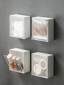 4pcs Wall-Mounted Storage Boxes - Cosmetic Organizer, Jewelry Box, Plastic Storage Rack, For Organizing And Storing Floss, Hair Ties, Hair Clips, Powder Puffs And Other Items. Suitable For Home, Dorm, Commercial Spaces, Bathroom, Room Decor, Also As Christmas Or Holiday Gifts. - Multicolor - View 8