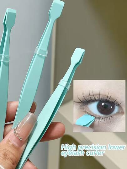 2pcs Professional Eyelash Extension Tweezers, Beginner-Friendly Flat-Tip Lash Tweezers, Won't Poke The Eye, Stainless Steel Material, Easier To Use Than Traditional Tweezers, Flat-Tip Design With Stronger Grip, Fits Naturally, Ideal For Eyelash Extension, Also A Household Beauty Tool.