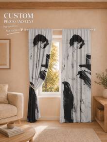 1pc Customized Curtain, Personalized Curtain, Custom Photo Curtain, Birthday Gift, Home Decor Personalized Gift, Thoughtful Gift - Multicolor - View 1