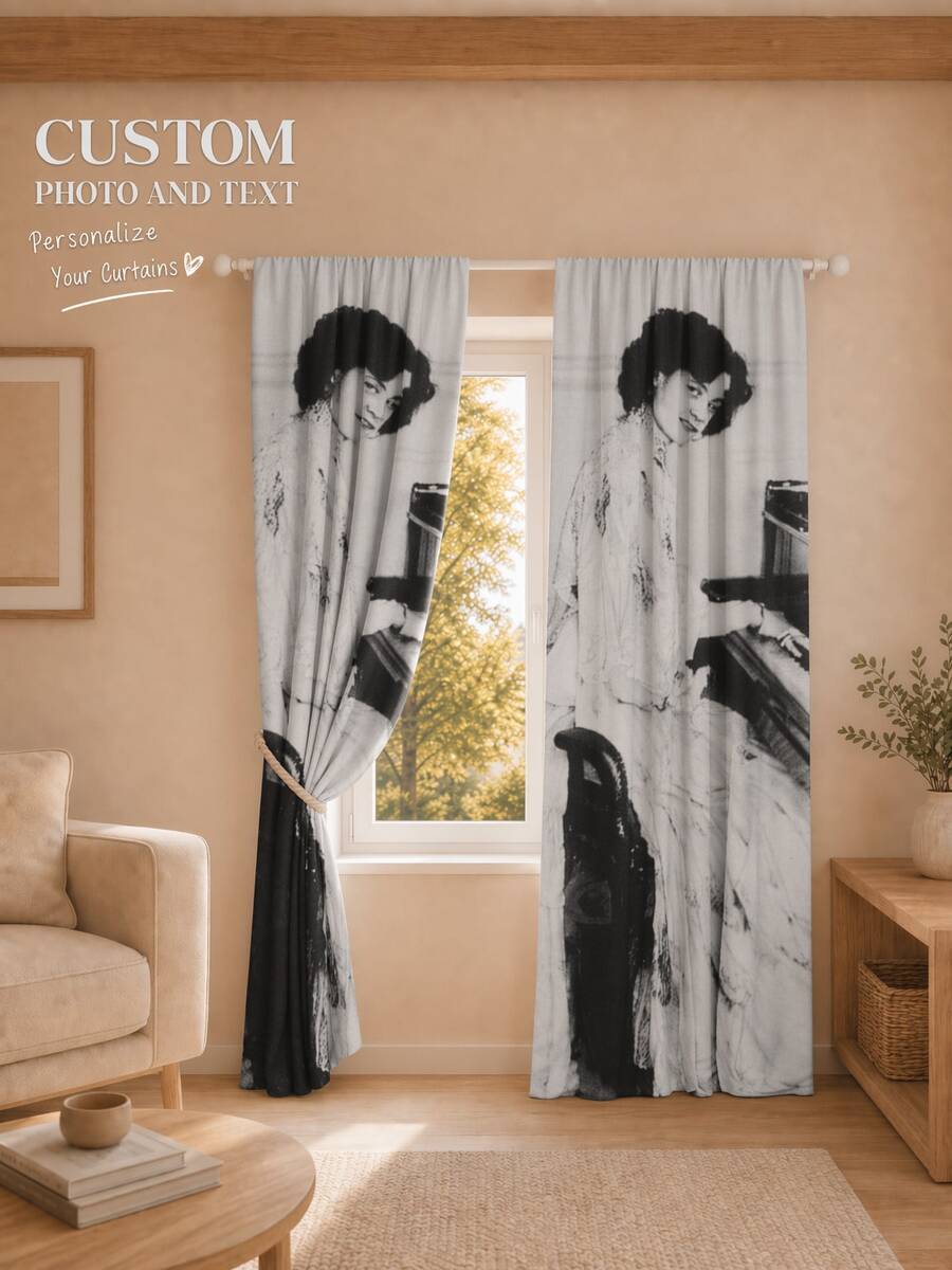 1pc Customized Curtain, Personalized Curtain, Custom Photo Curtain, Birthday Gift, Home Decor Personalized Gift, Thoughtful Gift - Multicolor - View 1