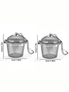 1pc Stainless Steel Tea Infuser Filter Bag, For Spices, Herbs, Condiments, Hot Pot, 2 Styles Random Delivery Back To School - Silver - View 9