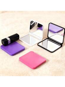 5pcs Portable Folding Makeup Mirror Set, 2.95 X 2.36in Double-Sided Compact Pocket Mirrors For Purse, Travel, Office, Lipstick Checks And Daily Makeup Touch-Ups - Random Color - View 2