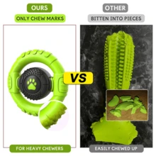 Dog Toys For Aggressive Chewers Large Medium Breed, Indestructible Squeaky Dog Chew Toys, Tough Nylon Rubber Interactive Dog Toys To Keep Them Busy - 草綠色 - 查看 4