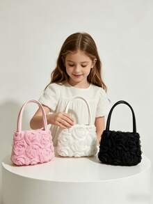 Girls' Floral Handbag, Spring/Autumn New Fashion Bag, Little Girl Stylish Mini Bag, Princess Purse, Children's Coin Purse, Cute Tote Bag, Holiday/Birthday Gift, Candy/Lipstick Bag, Personalized Small Bag, Snack Bag, Accessory Pouch, Cool Bag, Runway Bag, Pink/Black/White - one-size - View 8