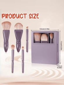 1 Set 5pcs Mini Visualized Makeup Brush Set, Customizable Name/Text/Logo, Personalized Travel Makeup Brush Set, Mini Travel Brush Set With Mirror, Portable And Easy To Use Makeup Brush Set, Convenient Travel Eyeshadow Brush Set, Personalized Travel Makeup Brush Set, Suitable For Eyeshadow, Blush, Contour And Other All-In-One Eye And Face Makeup Brush Set, Ideal Gift Choice For Mother, Lover, Best Friend, Relative, Colleague, Classmate - one-size - View 2