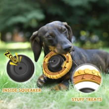 Dog Toys For Aggressive Chewers Large Medium Breed, Indestructible Squeaky Dog Chew Toys, Tough Nylon Rubber Interactive Dog Toys To Keep Them Busy - 黃色 - 查看 3