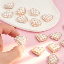 20pcs Luxury French Style Bright Acrylic Faux Pearl Heart Shaped Rhinestone, Suitable For DIY Jewelry, Wedding Decor, Home Decoration, Party Accessories, Versatile Decorative Beads - Multicolor - View 3