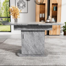 Extendable Oval Dining Table, 110/130 X 70 X 75 Cm, Dining Table With Storage, Coffee/Leisure Table, Modern And Minimalist Dining Table, Space-Saving Multifunctional Dining Table, White With Gold Handle. - Grey - View 12